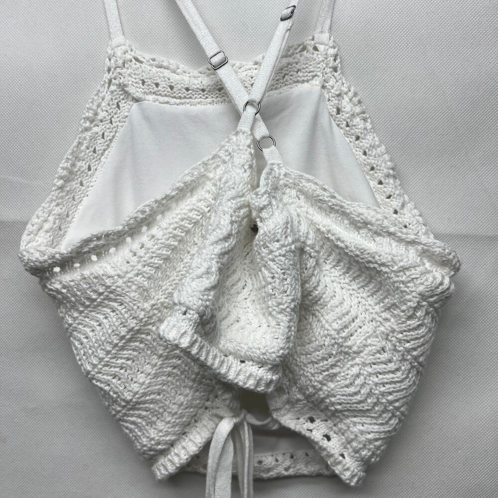Hollister Juniors Crochet Cropped Top Medium Flirty Girly Coquette Beach Coastal - Picture 5 of 14